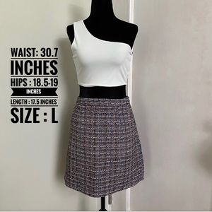 Zip back Tweed straight skirt multicolor w pockets